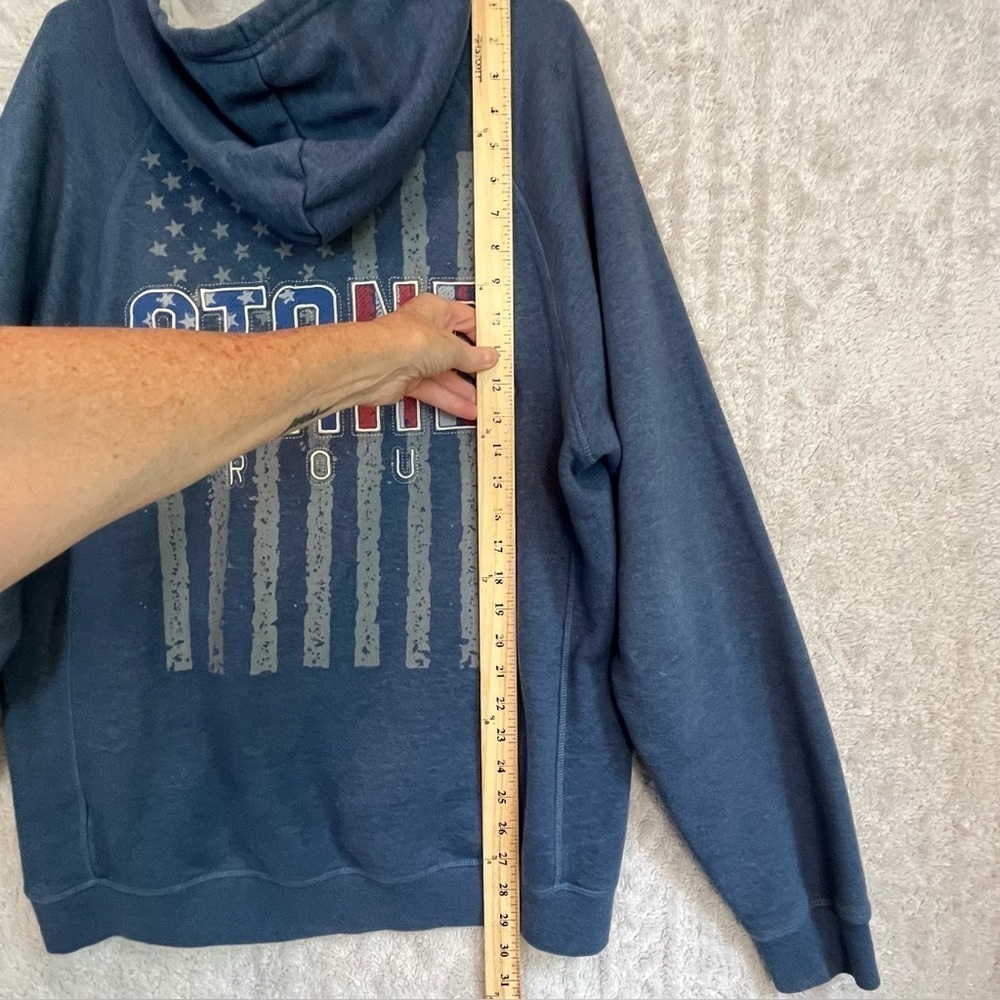 Buck Wear Blue Sweatshirt Hoodie Sz L STAND PROUD USA Flag - Picture 10 of 14